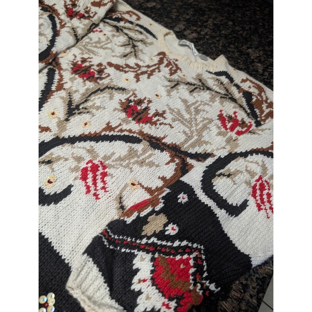 Vintage Needleworks woman's Hand knit Sweater Holidays  MEDIUM - Picture 4 of 6